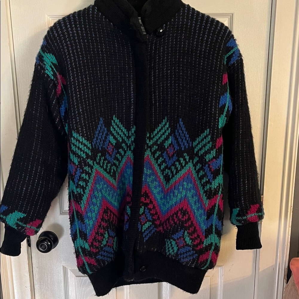 Colorful Geometric Knit Sweater/Coat